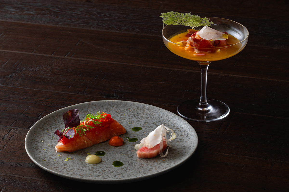 サーモンフォンダン メロンのポタジェ